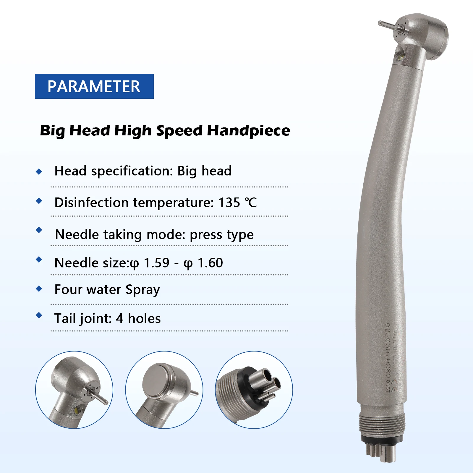 N-S-K Style Dental Fiber Optic LED E-generator Handpiece Big/Standard Head 4 Spray 4 Hole Push Button for block tooth operation