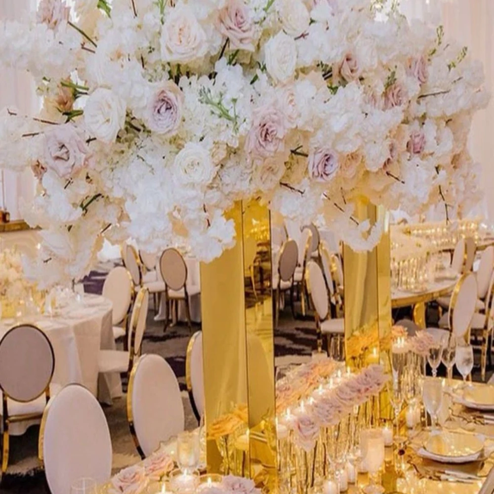 3pcs/10pccs)60-120cm)Not Crystal shinny gold /sliverFlower Stand Wedding Road Lead Not Acrylic Centerpiece For Event Party Decor