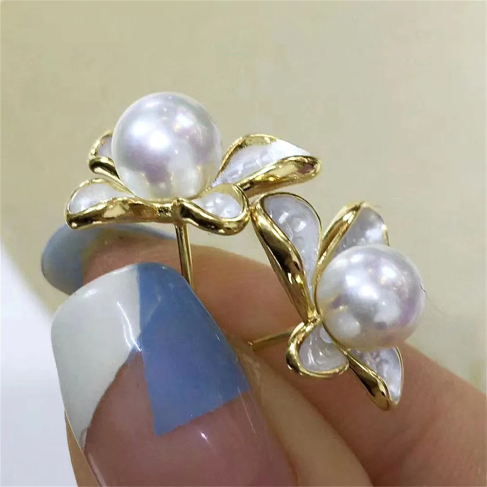 

DIY Pearl Earnail Accessories S925 Sterling Silver Jewelry Fashion Earrings Women's Empty Fit 7-9mm Beads
