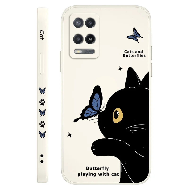 Elegant Cat & Butterfly Design Phone Case - Artistic Protective Cover