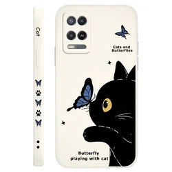 Elegant Cat & Butterfly Design Phone Case - Artistic Protective Cover for A96 (White)