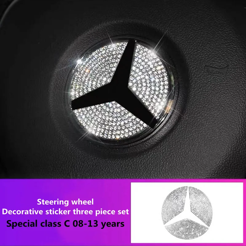 Pour Mercedes Benz Accessoires Classe C W204 W205 AMG Autocollant Bling  Pièces Intérieures Décorations Garniture Refit Cristal Brillant Argent