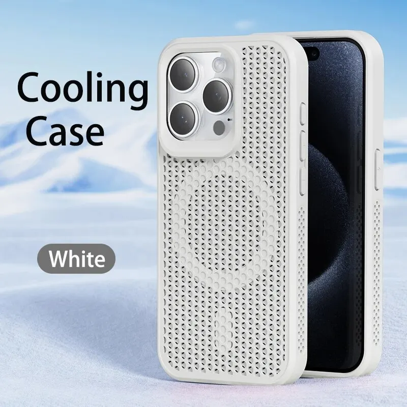 Magnetic Cooling Phone Case with Breathable Grid Design - Hard Back Cover