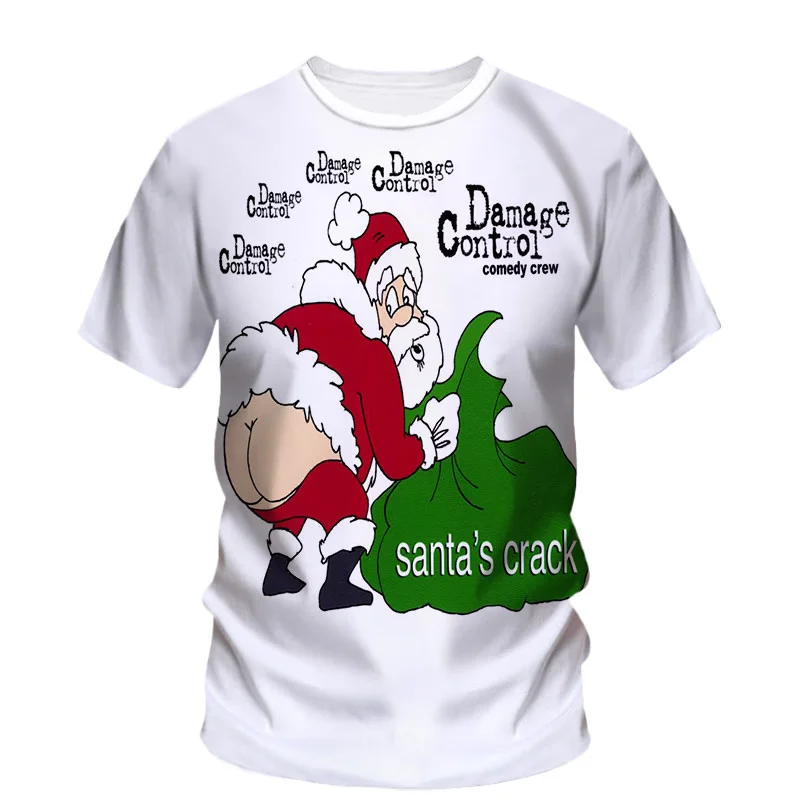 

New Summer 3D Christmas Tree Santa Claus Printed T Shirt Snowman Reindeer Graphic T-shirts For Men Kids Funny Short Sleeves Tops