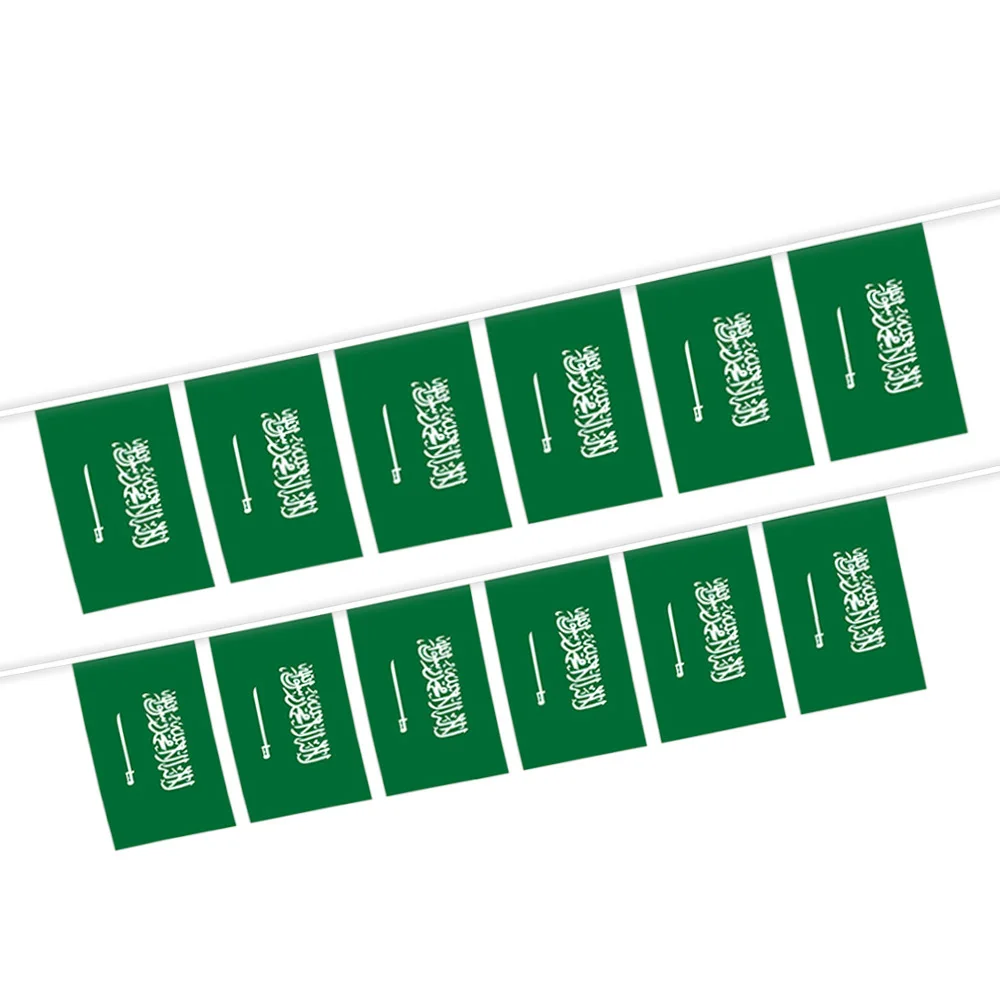 Aerlxemrbrae  20pcs/lot  Saudi Arabi  bunting flags 14x21cm  Pennant   Saudi Arab  String Banner Buntings Festival Party Holiday