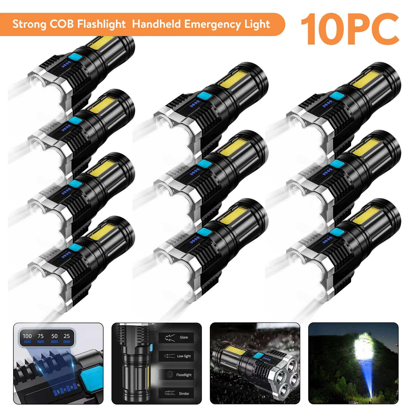 imalent flashlights Led Flashlight Ultra Bright Torch Camping light 4 Lighting Modes Waterproof Hand Torch USB Household Light Use 18650 Battery cool flashlights Flashlights