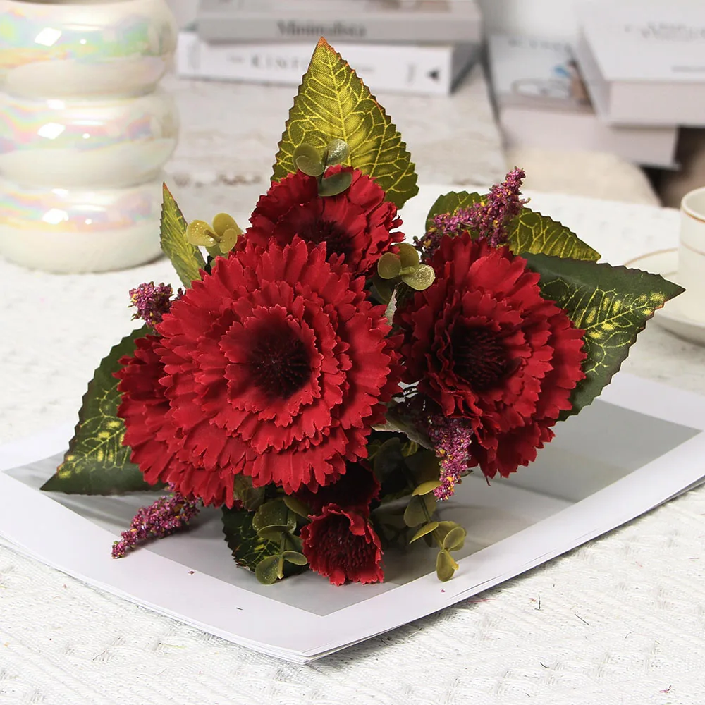 Description Picture 3 of item7 Heads Fake Sunflower Gerbera Artificial Gerbera Wedding Decoration Fake Flower Simulation Plant Home Decoration Shooting Props