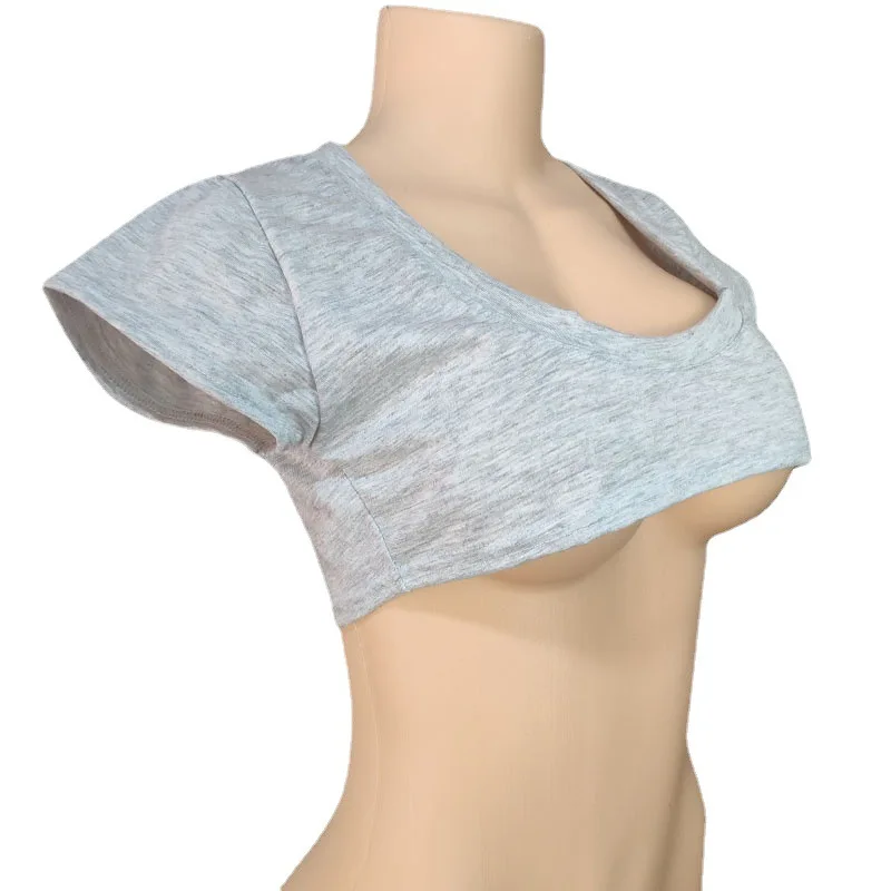 Women Cropped Tank Tops Low Cut Short Sleeve