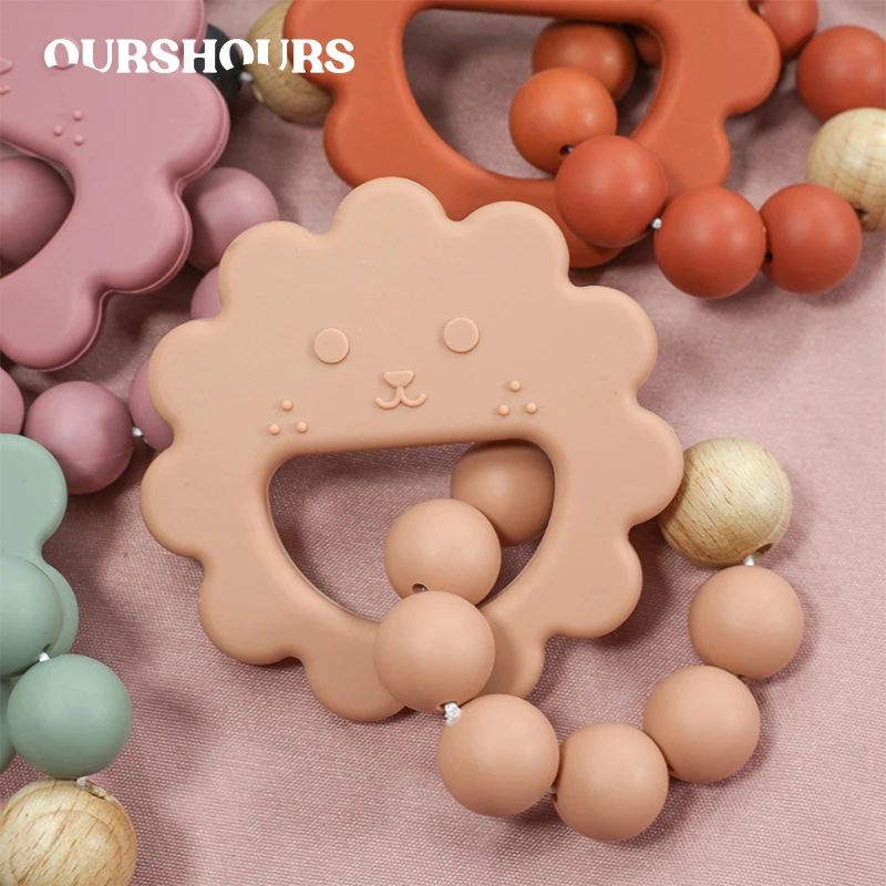 

Food Grade Baby Silicone Bracelet Soothing Teether Ring Toys BPA free Cute Flower Newborn Teething Chewing Molar Toy Baby Stuff