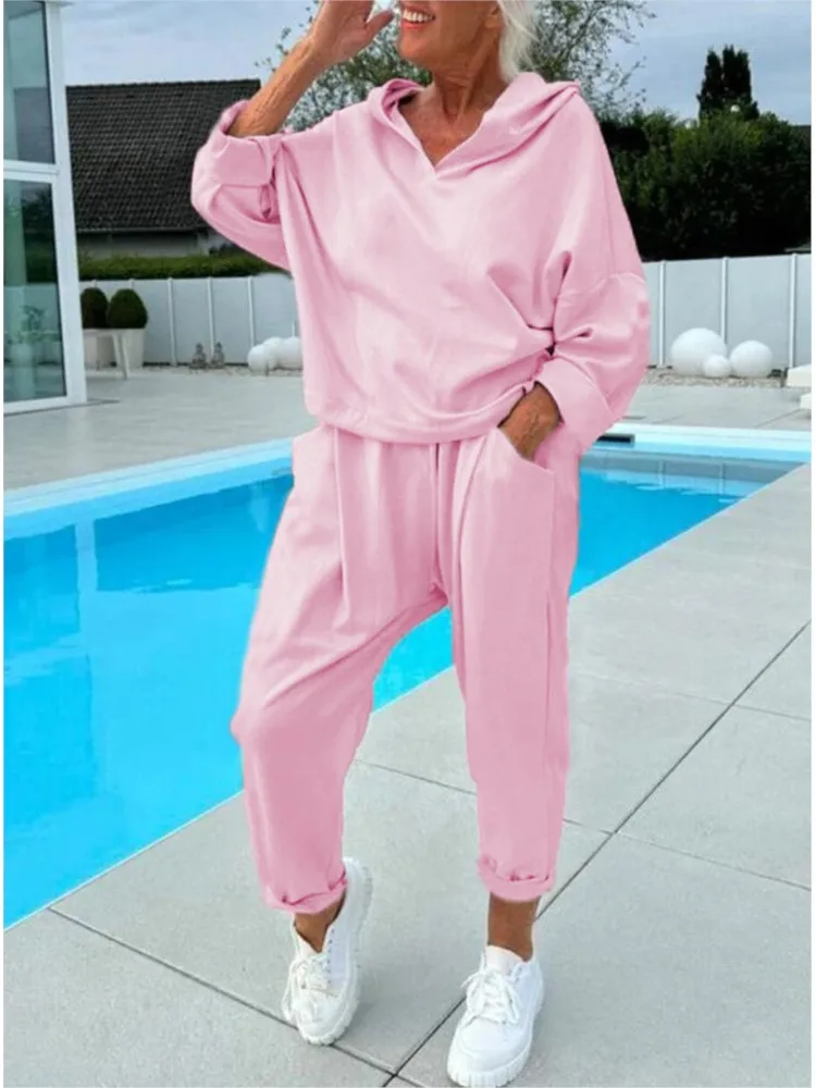 Tuta Da Donna 2 Pezzi In Maglia - Maglione Maniche Lunghe E Pantaloni A Palazzo Vita Alta - Comfortevole Per Jogging E Relax