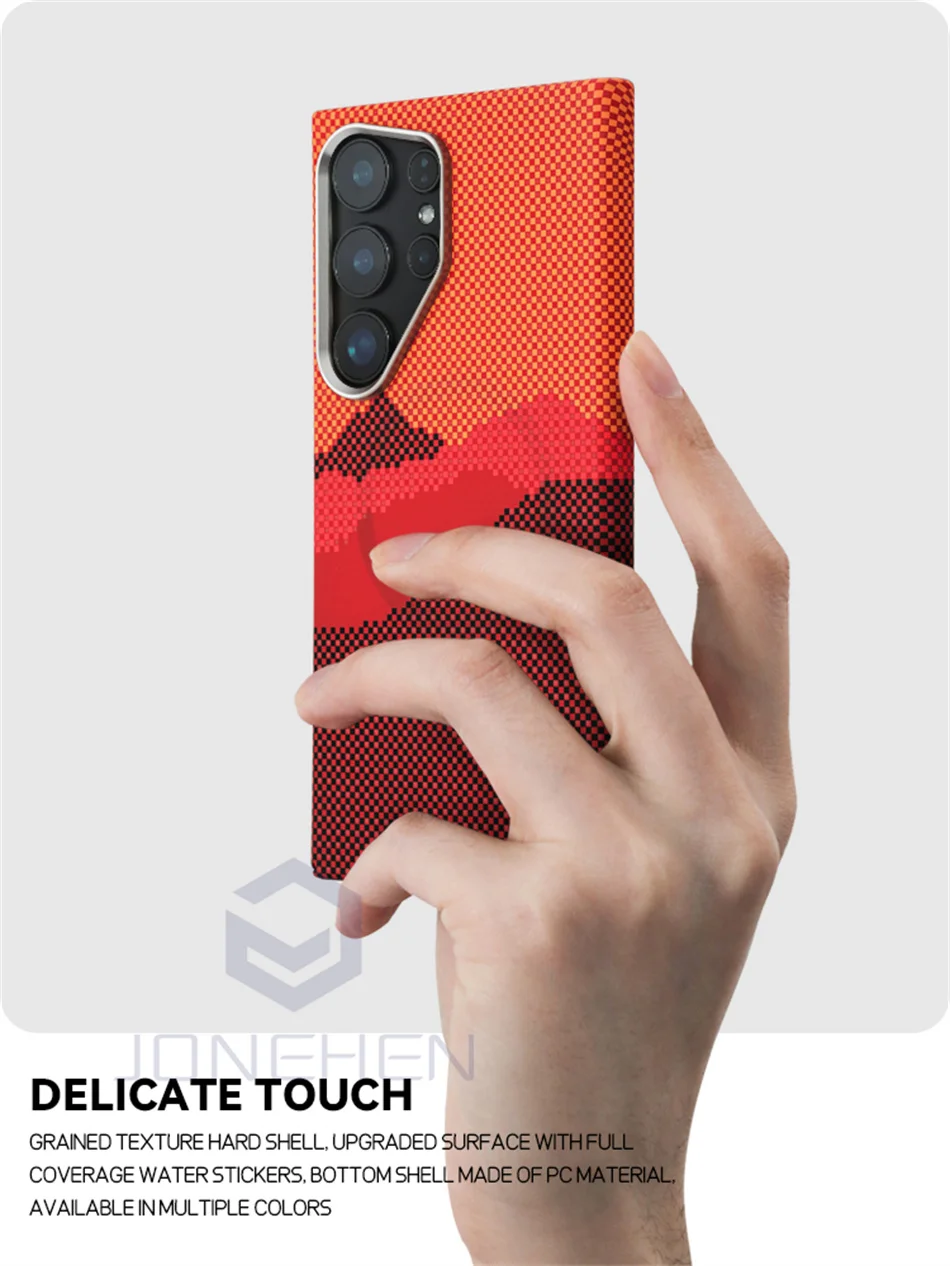 Luxury Cloud Carbon Fiber Magnetic Slim Case with Metal Lens Protection