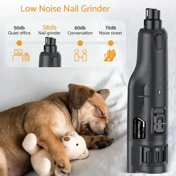 Pet Dog Nail Grinders Quiet 6 Speed USB Rechargeable Electric Dog Nail Trimmer with 2 LED Lights for Large Medium Small Dogs 2