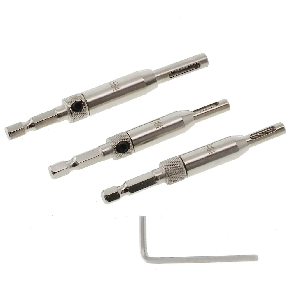 3Pcs Self Centering Hinge Drill Bits Set Door Cabinet Pilot Holes HSS Hex Groove For Installation Of Door Hinges Hand Tools 3pcs self centering hinge drill bits set door cabinet pilot holes hss hex groove high speed steel silver tool accessories