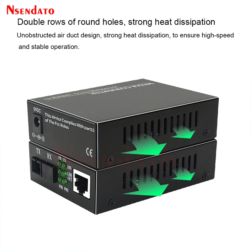 Gigabit Fiber Optical Media Converter 10/100/1000Mbps Single Mode Fiber SC Ethernet Fiber Switch Gigabit with Power Supply