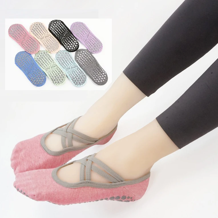 Women Pivot Barre Dot Silicone Cotton Yoga Socks Non-slip Grip No