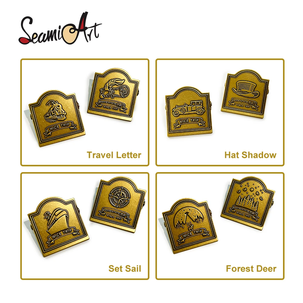 

SeamiArt Potentate 1pc Vintage Brass Travel Clip binder to binding Metal Letter Clip Ticket Folder Watercolor Handbook Fixator