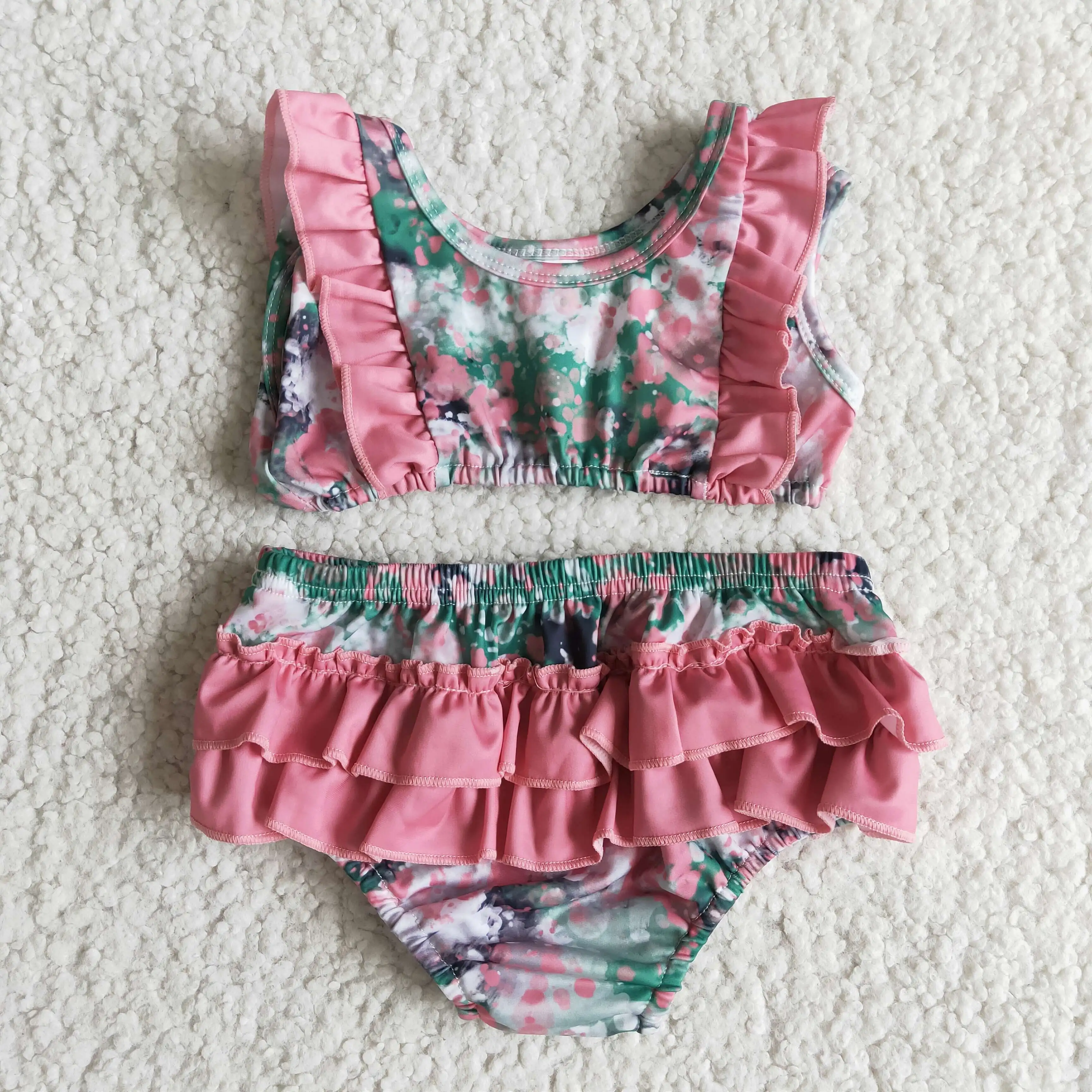 Clothing Sets classic Baby Girl Summer Western Cow Bathing Suit Clothes Bikini Swimsuit Kids Ruffe Letter Swimwear Wholesale Infant Outfit Toddler Set Clothing Sets best of sale Clothing Sets