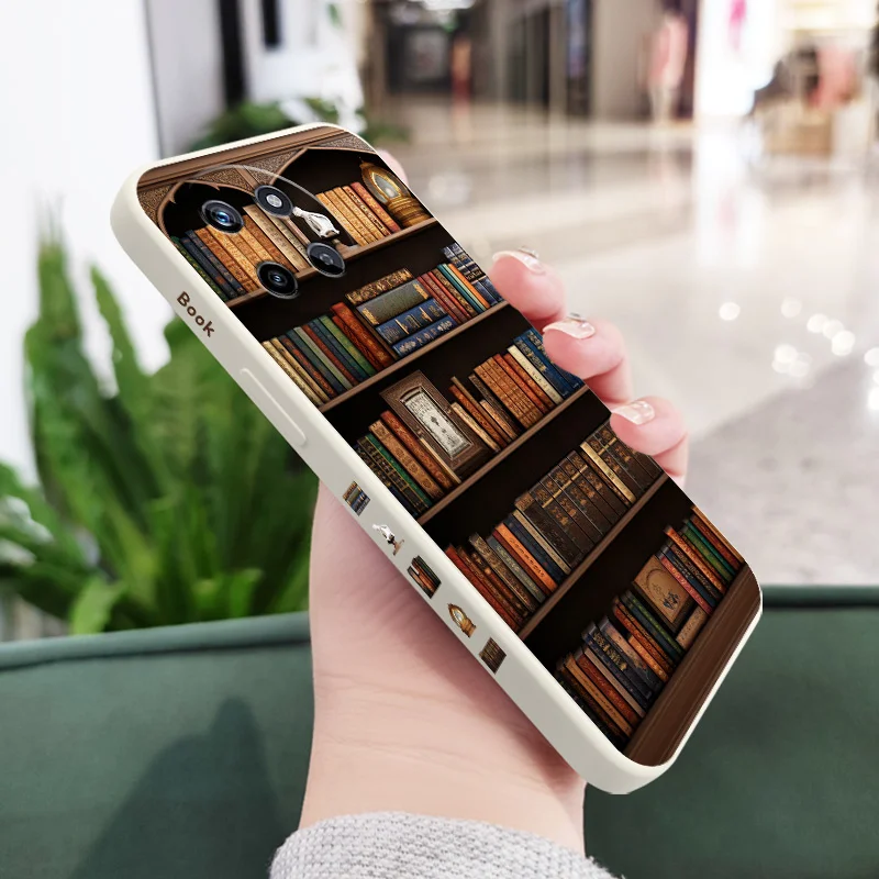 Vintage Bookshelf Design Liquid Silicone Phone Case