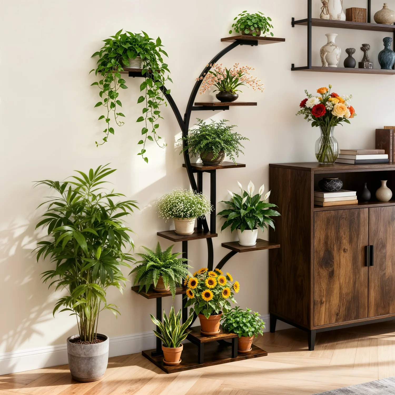 Tall Plant Stand with Lights 1