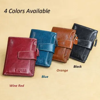 Fahion Women Genuine Leather Wallet RFID Blocking Short Multi Function Large Capacity Zipper Coin Purse Money Clip - Image 2