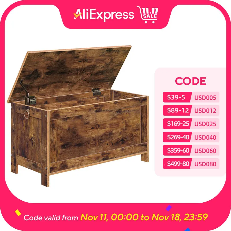 Toy Box, Retro Wooden Look Storage Chest with Safety Hinge, Entryway Storage Bench Toy Chest Organizer, Easy Assembly