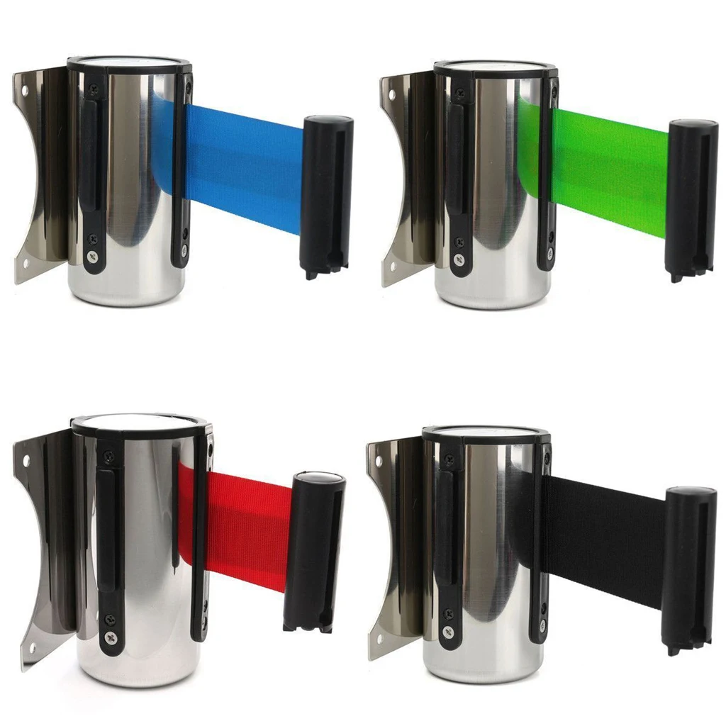 Stanchion Queue Barrier Post Wall Mount Retractable Ribbon 2m/3m/5m Belt