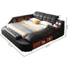 Multifunctional King Bed Frame, Modern Luxury Smart Bed with Massage Recliner on Right/Music Speaker/USB Port/Storage Drawers 2