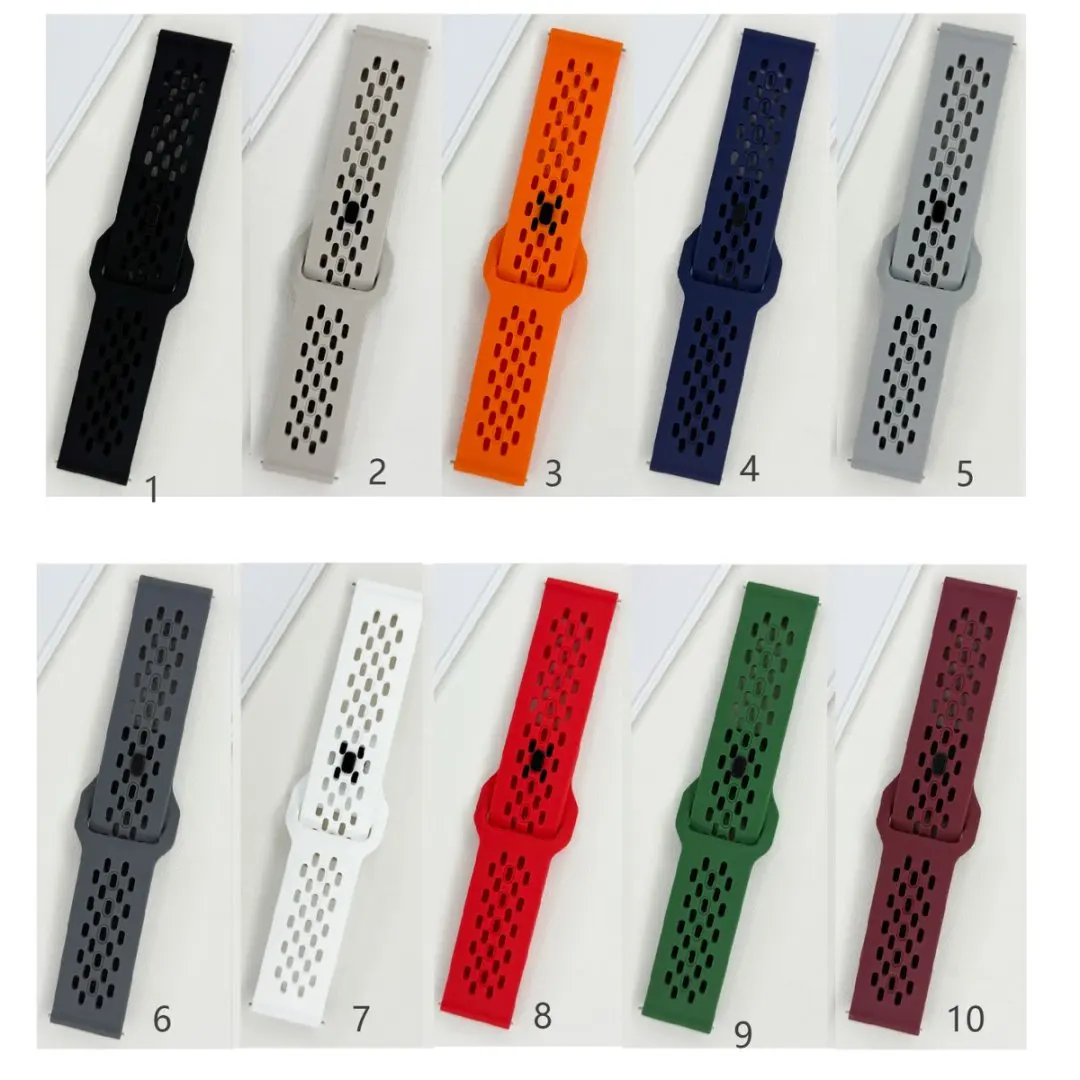Breathable Silicone Watch Wristband with 20-22mm Adjustable Strap