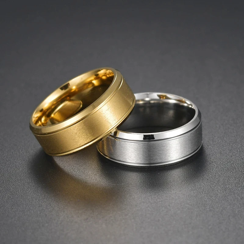 Stainless Steel Ring 8mm 4 Colors for Women and Couples Jewelry