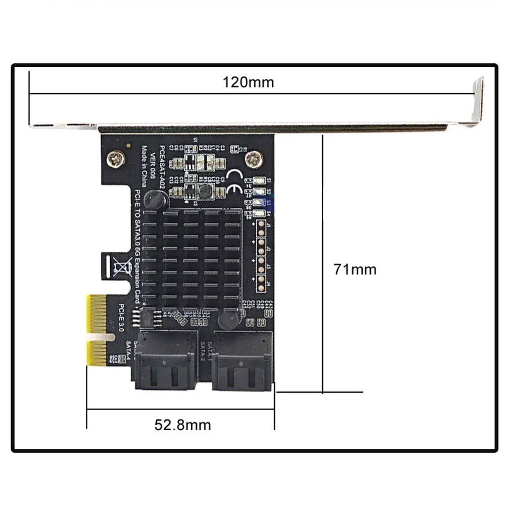 4 Port SATA III PCIe Expansion Card 6Gbps SATA 3.0 to PCI-e 1X Controller Card PCI Express Adapter Add On Card PCI-E X4 X8 X16 — view 6