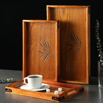 Vassoio da tè in legno giapponese Vassoio da tè decorativo portatile per riporre oggetti vari Set da tè Vassoio da cucina per ristorante 1
