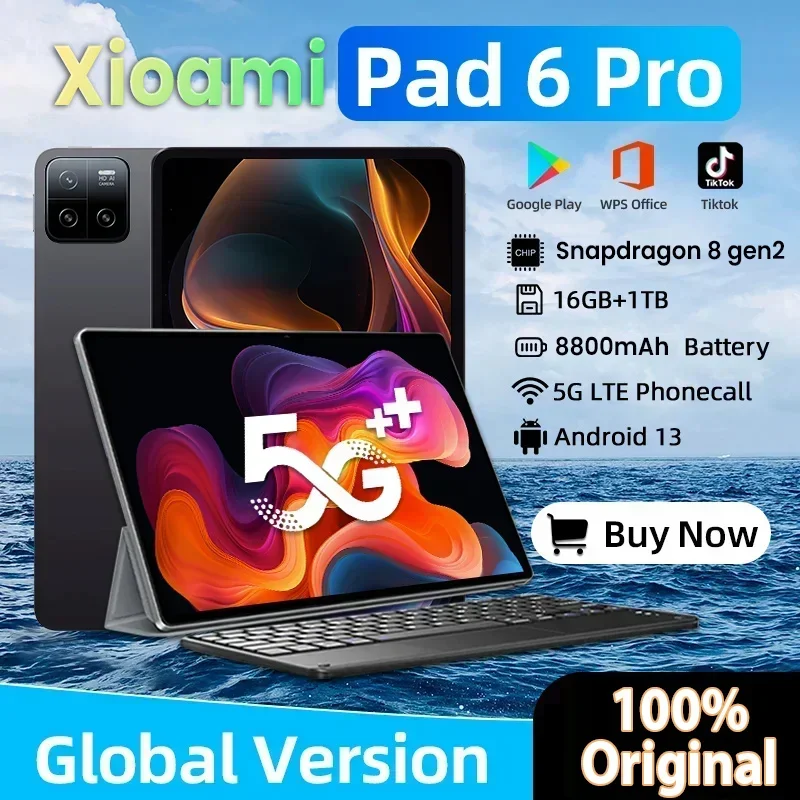 Tablet PC Pad 6 Pro Android 13 11 Inch 16GB 1T 5G Dual SIM Phone Call GPS Bluetooth WiFi Google