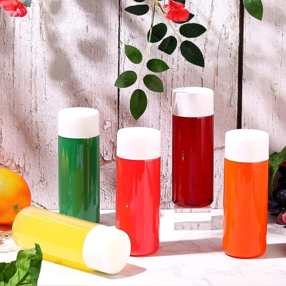 6 Bottiglie Di Plastica Trasparenti Da 10 Once - Con Tappo, Per Succhi, Frullati E Lavoretti