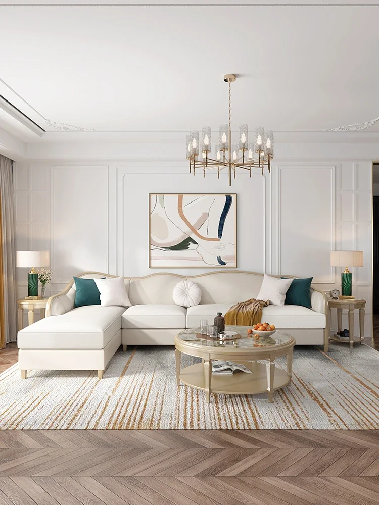 

American style light luxury large corner sofa living room high-end European leather sofa combination furniture