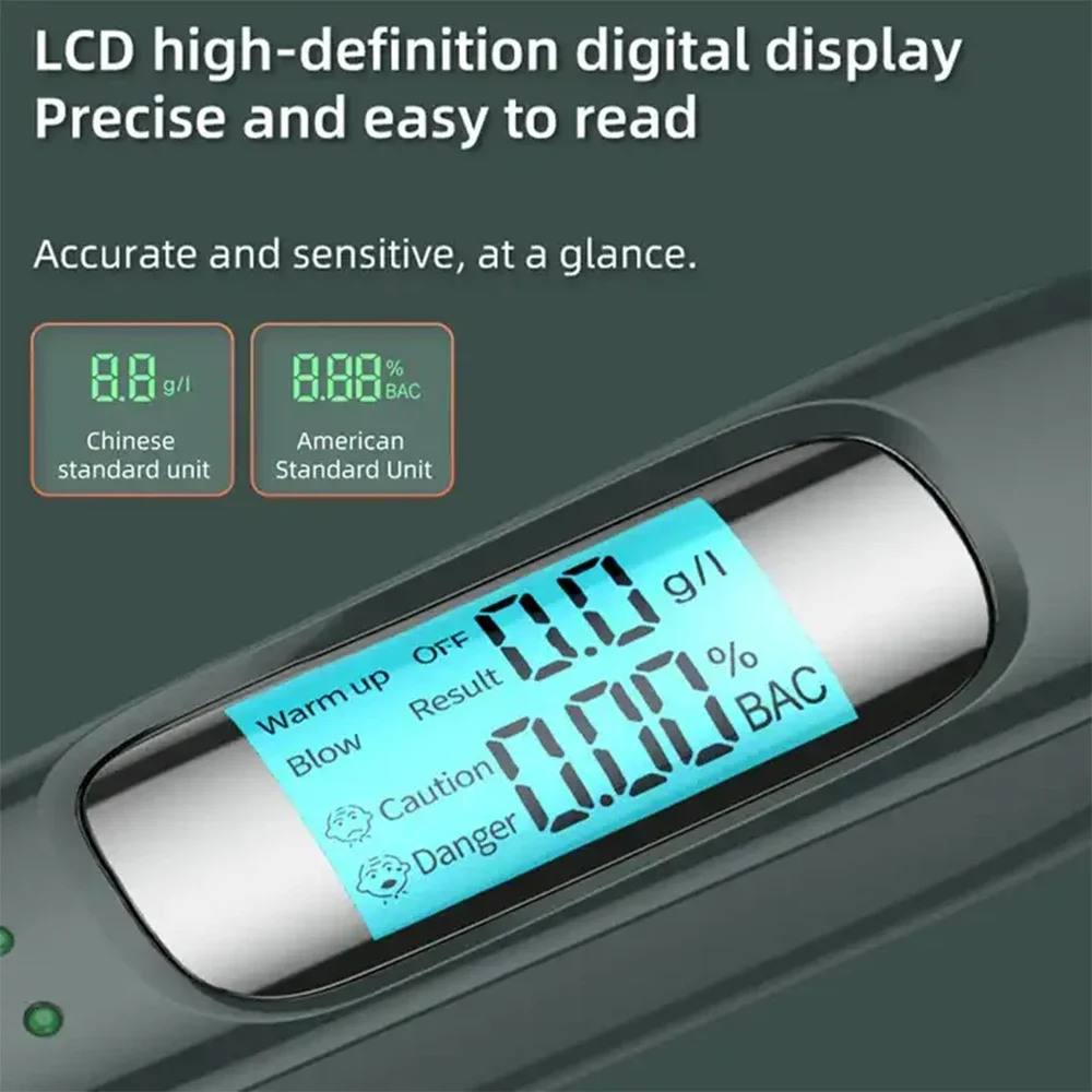 Non-contact Alcohol Tester High Precision Breathalyzer Alcometer USB Rechargeable LCD Display Digital Portable Alcohol Detector alcohol tester breath alcohol tester