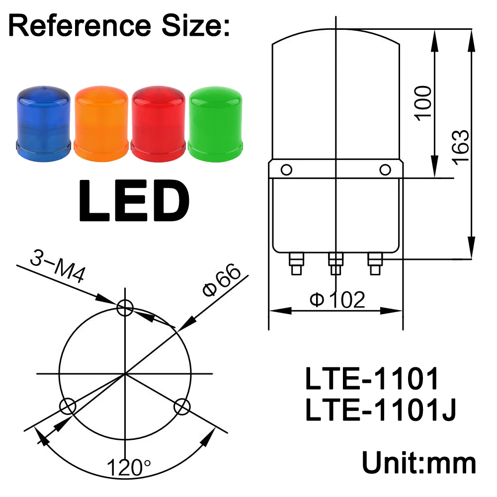 LTE-1101 Rotating Beacon Warning Buzzer/NO Sound Strobe Alarm Lamp DC12V24V AC220V Signal Indicator LED burst flash Light Siren