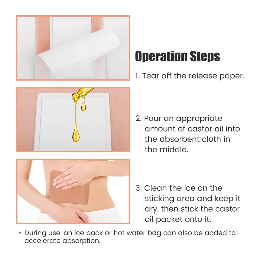 10Pcs Organic Cotton Castor Oil Pack Waist Wrap Castor Oil Packs for Black Self Adhesive Anti leak Pack For Women Men castor oil navel stickers