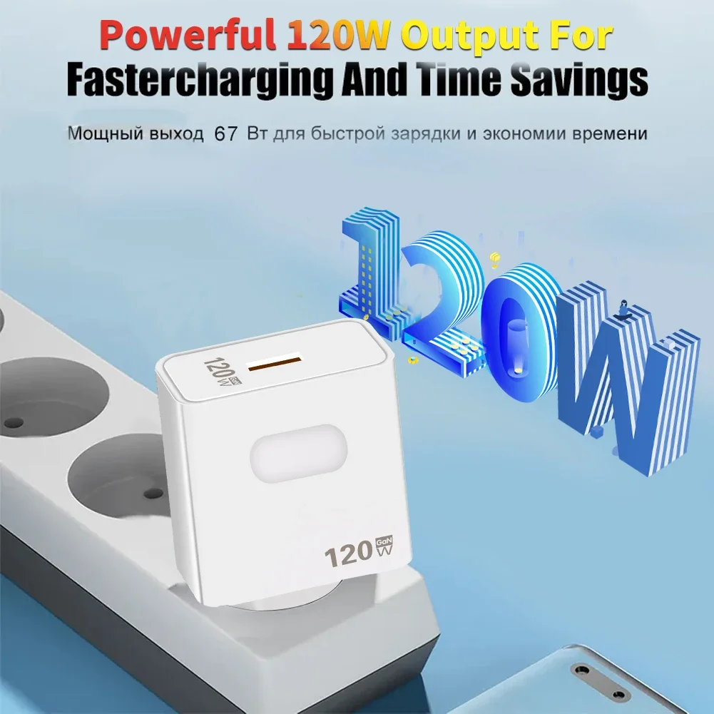 120W GaN USB Charger Quick Charge Fast Charging Wall Charger For iPhone 16 15 Pro Max Xiaomi Samsung Phone Adapter EU/US Plug