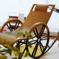Rattan Rocking Chair Recliner Chair Adult Rocking Recliner Chair Balcony Home Leisure Rattan Elderly Lounge Chair Floor Chair 2