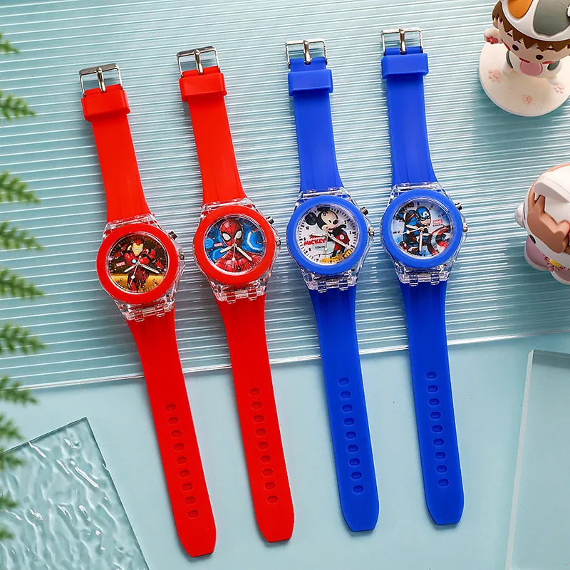 Disney Mickey Minnie Jungen Mädchen Kinderuhren Cartoon Kinderuhr Silikon Leuchtende Armbanduhr Marvel Student LED-Licht – Detail 2