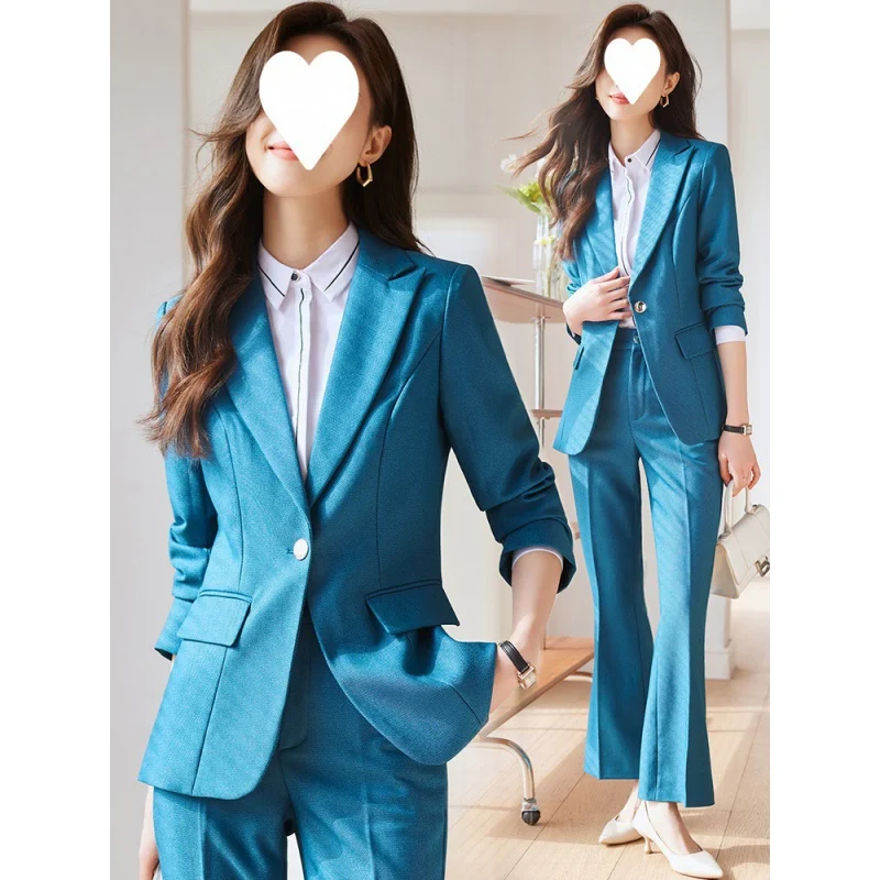 

Blue Small Suit Jacket Women's Small Spring Wear 2023 New Leisure Suit High Sense Interview Occupation Suit