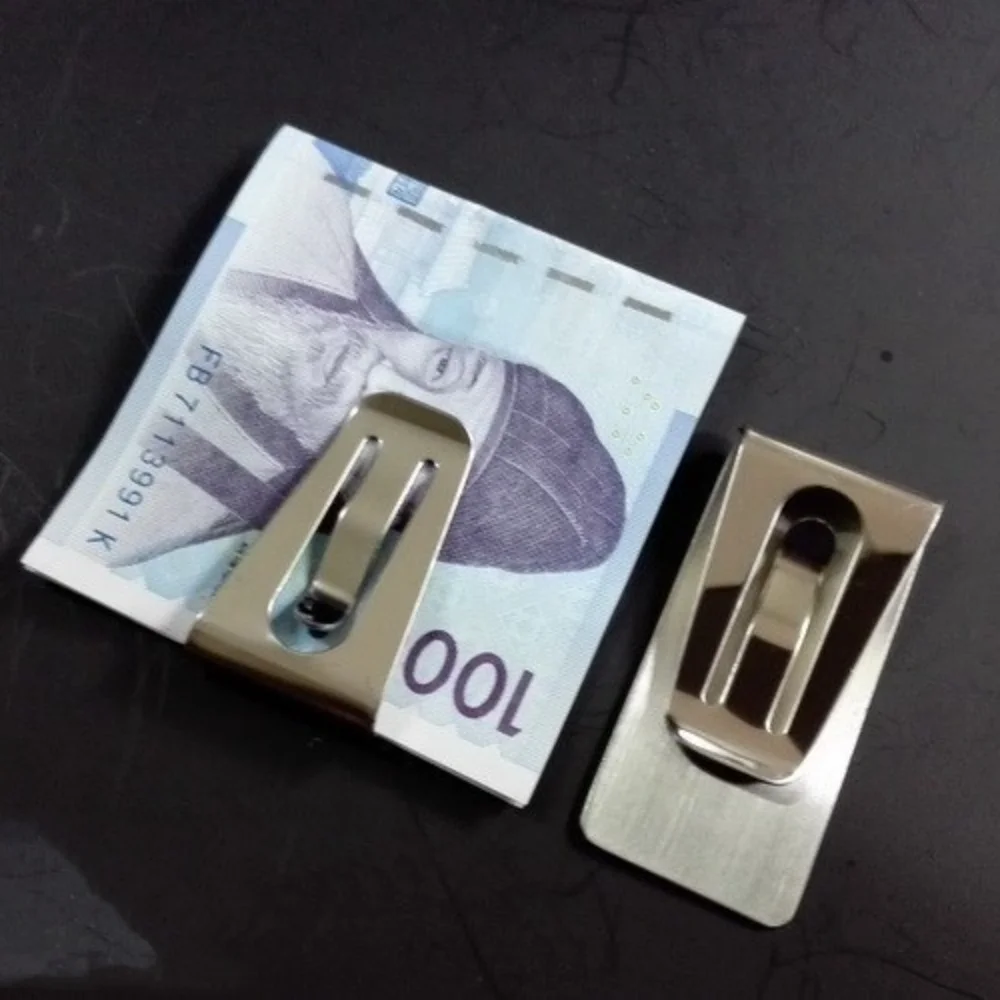 Black Money Clip Mens Stainless Steel Silver Cash Holder Male Mini Purse Metal Bill Clamp Slim Pocket ID Credit Card Folder