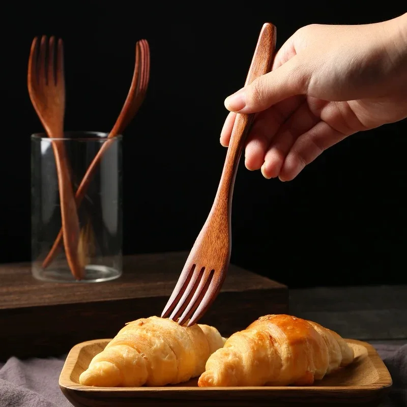 Japanese Solid Wood Fruit Forks 6pcs