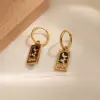 New Tarot Cards Chunky Hoop Earrings for Women Stainless Steel Original Tarot Queen Lover Magician Moon Drop Earrings Jewelry 4