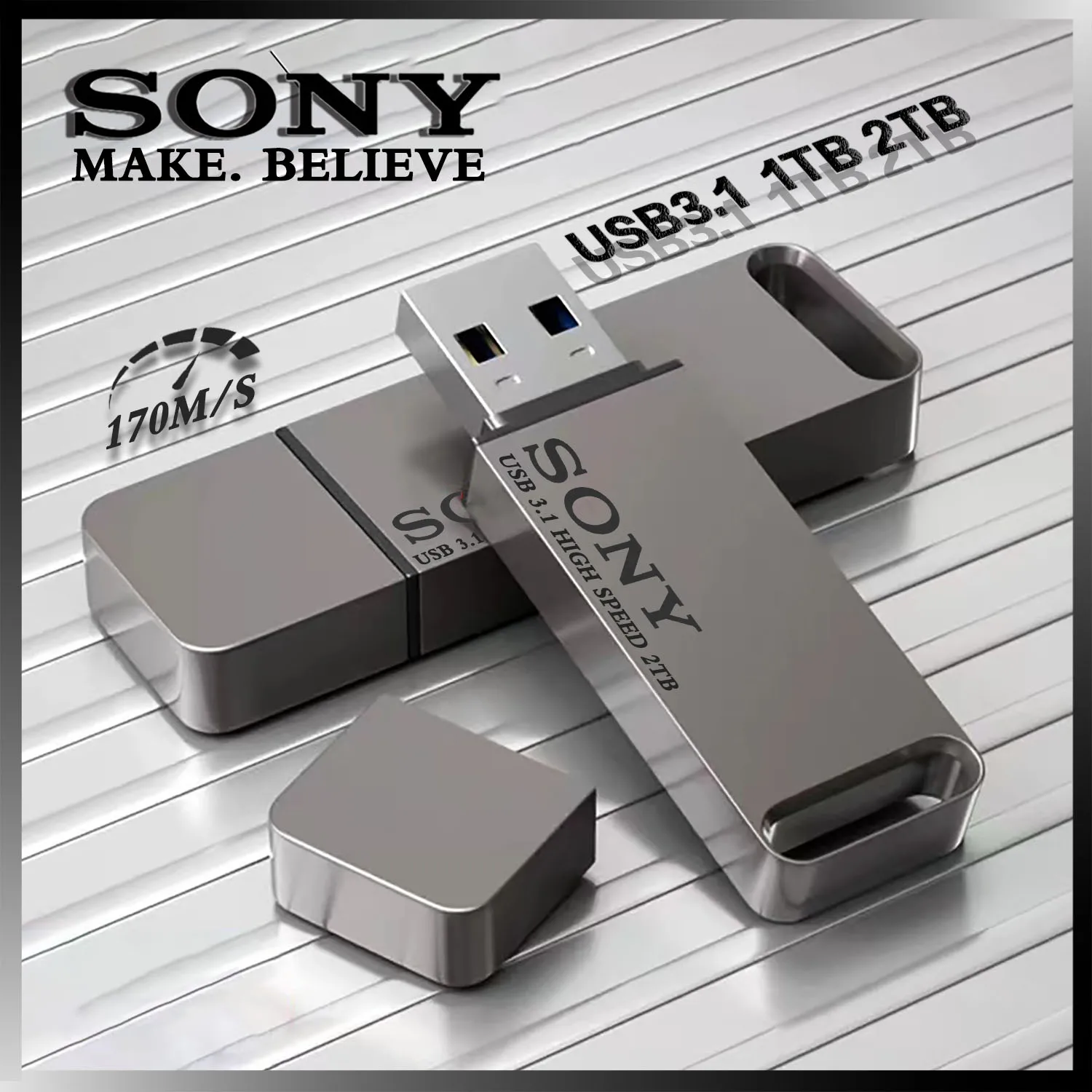 thumbnail image 1 of Memoria USB portátil Sony PenDrive de alta velocidad de 2 TB, 1 TB, de metal, 512 GB, 256 GB, para teléfono Xiaomi, 1 of 5