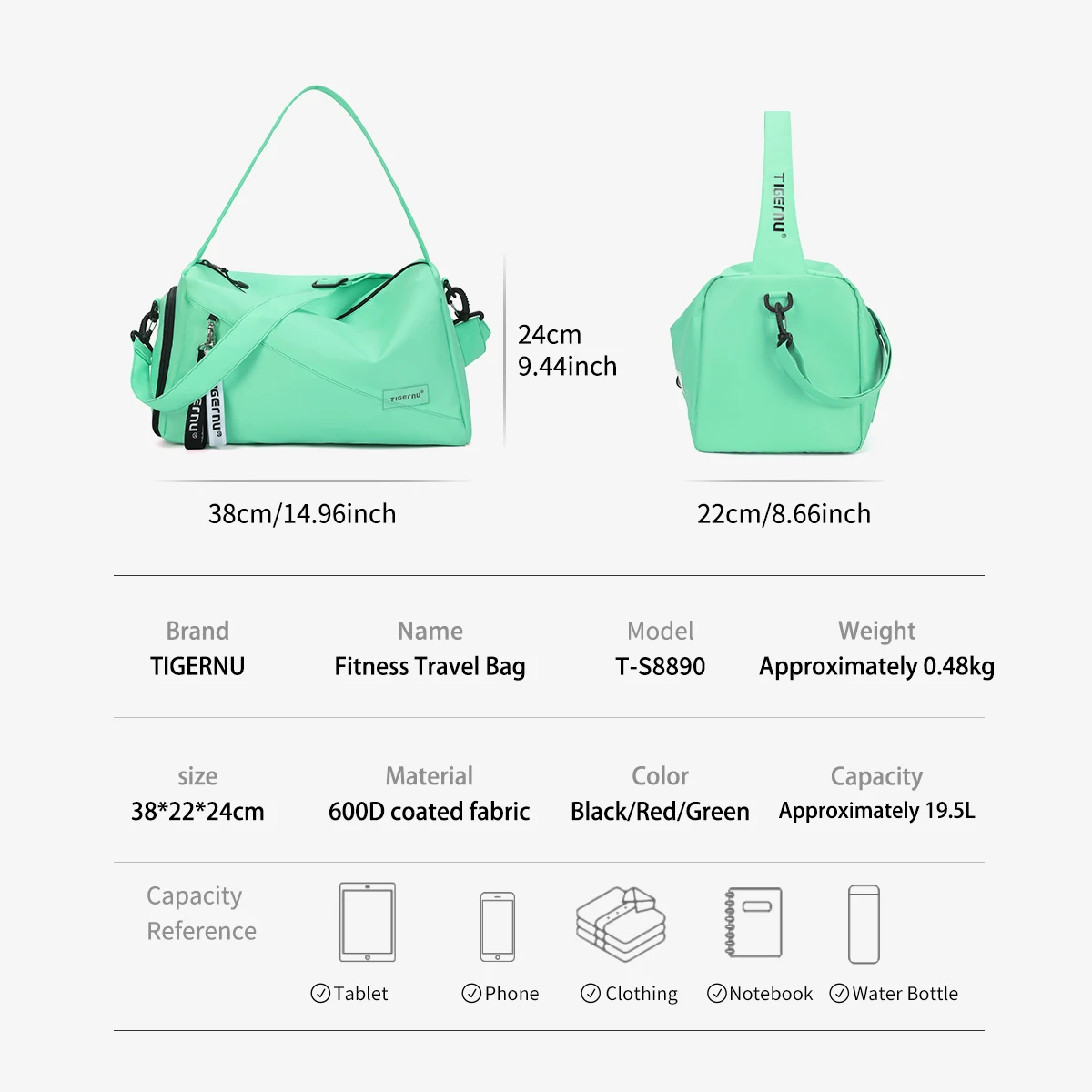 Tigernu Women Bags Travel Bags For Women Handbag Lightweight Sport Bags Female Duffle Bag Girls Crossbody Bag Men Shoulder Bag - 3