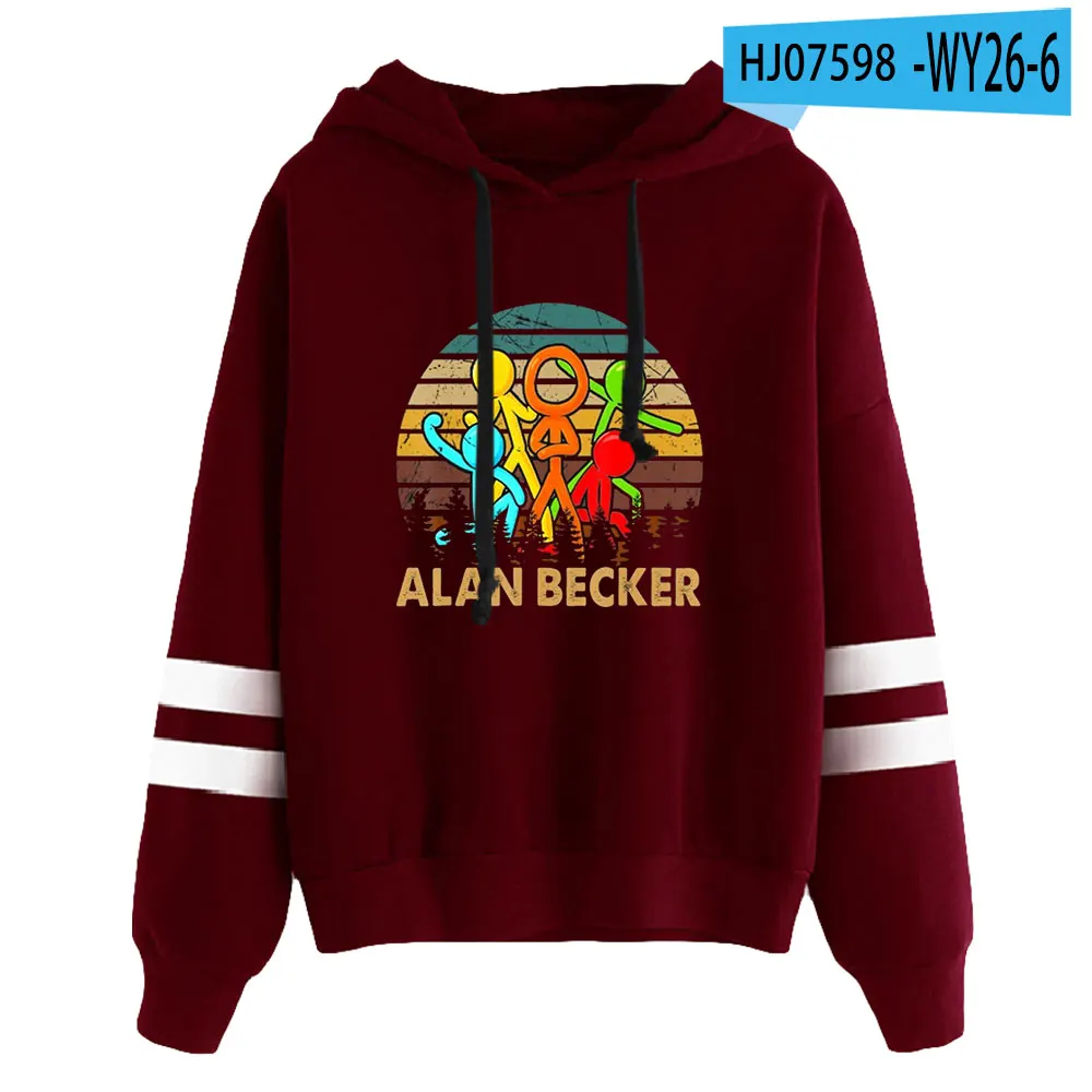 Alan Becker Merch Hoodie - 2D Print, Unisex, Black, Medium, Cotton Pullover, Streetwear Sweatshirt