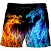 Flame Graphics 3d Print Summer Fashion Men's Shorts Quick Dry Swimming Shorts Oversized Casual Beach Pants Trend Men Clothing 1