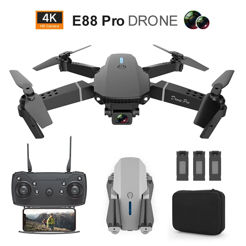 E88Pro Rc Drone 4K Professionale Con Fotocamera Hd Telecamera Grandangolare Hd Pieghevole Mini Elicottero Rc Giocattolo Aereo Telecomandato