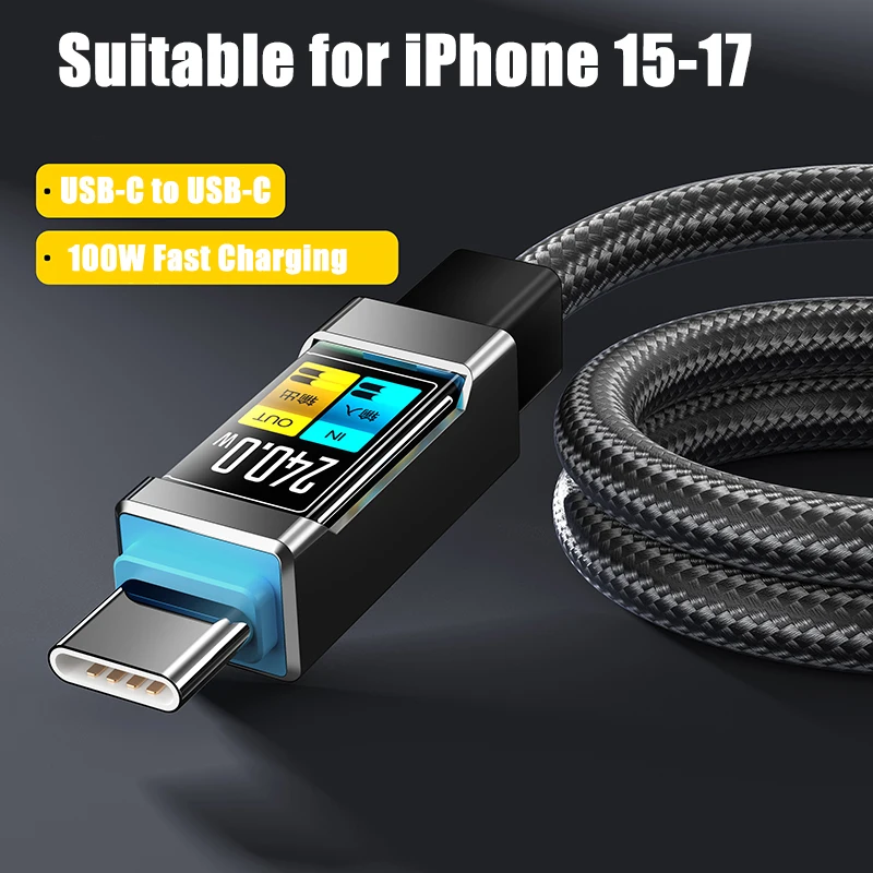 100w tipo-c para tipo-c cabo de dados de carregamento rápido móvel adequado para iphone 15/16 samsung huawei xiaomi oppo cabo de carregamento do telefone